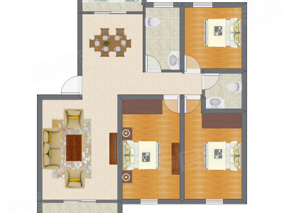 3室2厅 85.87平米