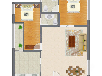 2室2厅 95.90平米户型图