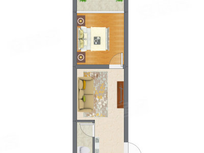 1室1厅 41.13平米户型图