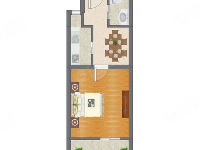 1室1厅 28.39平米