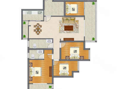 4室2厅 123.64平米