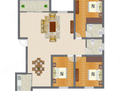 3室2厅 105.71平米