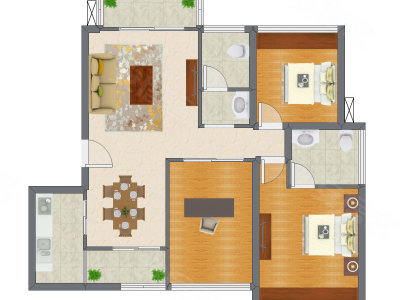 3室2厅 95.95平米户型图