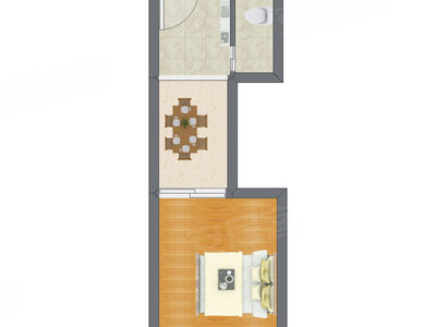 1室1厅 33.04平米户型图
