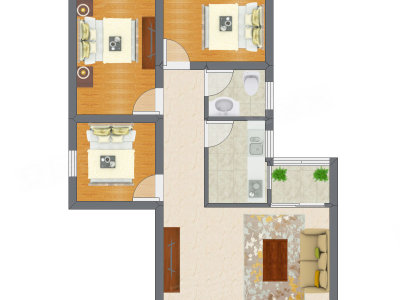 3室2厅 50.50平米