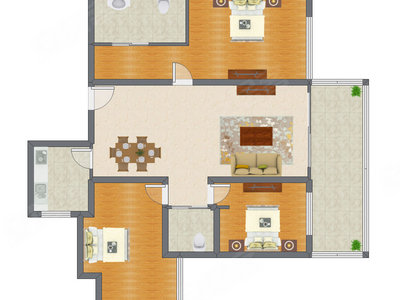 3室2厅 147.00平米户型图