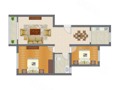 2室2厅 85.65平米户型图
