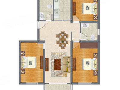 3室2厅 120.90平米户型图