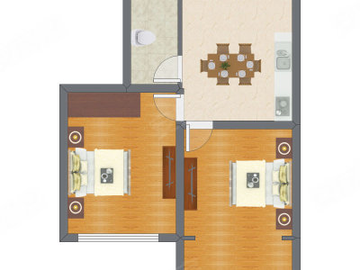2室1厅 63.00平米