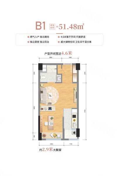 润富国际9981室0厅1卫51.48㎡东113万