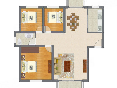 3室2厅 98.00平米户型图