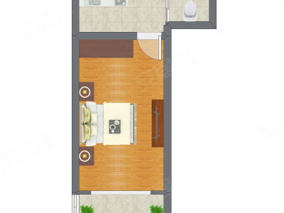 1室0厅 31.69平米户型图