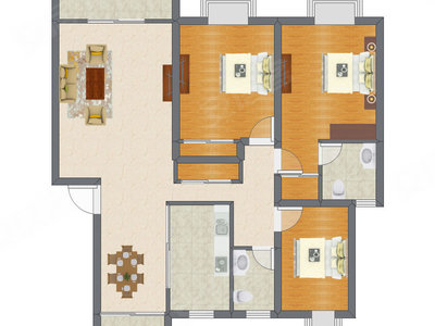 3室1厅 132.00平米