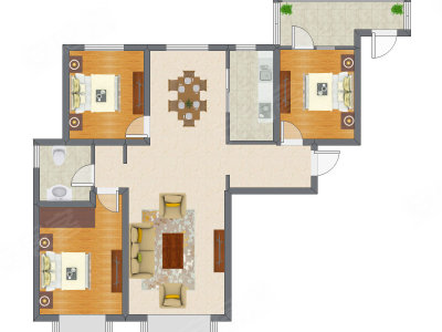 3室2厅 107.00平米