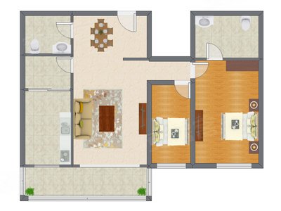 2室2厅 107.27平米