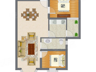 2室2厅 79.72平米户型图