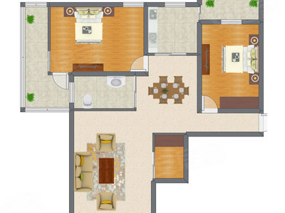 2室2厅 96.70平米