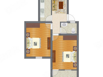 2室1厅 69.50平米