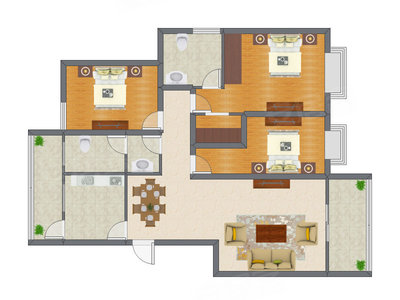 3室2厅 126.94平米户型图