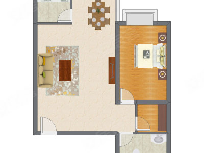 1室2厅 78.23平米户型图