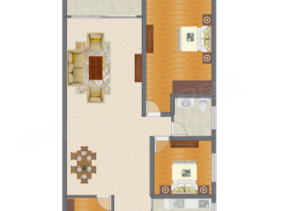 2室2厅 110.88平米户型图