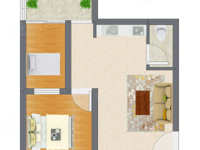 2室1厅 42.00平米户型图
