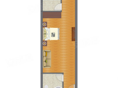 1室0厅 54.70平米户型图