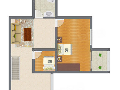 3室2厅 51.21平米户型图