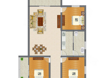 3室1厅 97.32平米