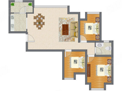 3室2厅 93.75平米