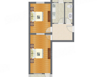 2室1厅 59.00平米户型图