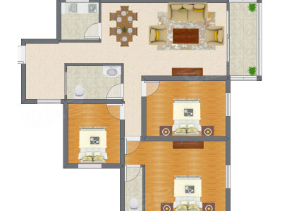 3室2厅 87.70平米户型图