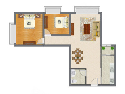 2室2厅 87.86平米