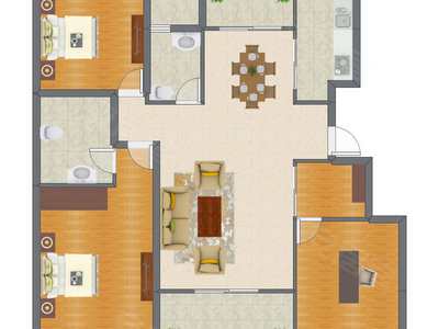 3室2厅 380.00平米户型图
