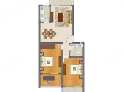 3室2厅 85.47平米户型图
