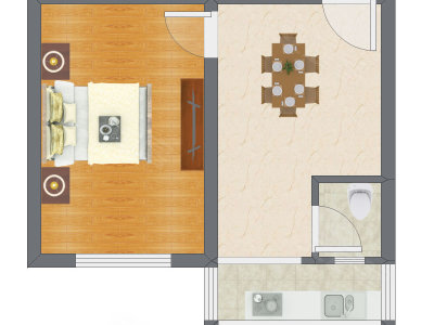 1室1厅 40.52平米户型图