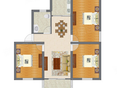 3室2厅 93.78平米户型图