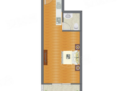 1室0厅 52.20平米户型图
