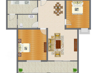 2室2厅 161.00平米户型图