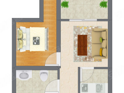 1室1厅 31.38平米户型图