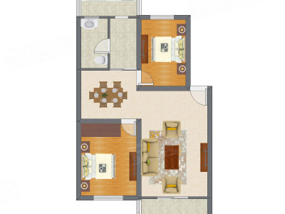 2室2厅 102.20平米户型图