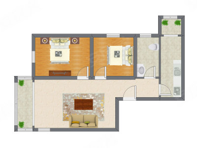 2室1厅 88.65平米