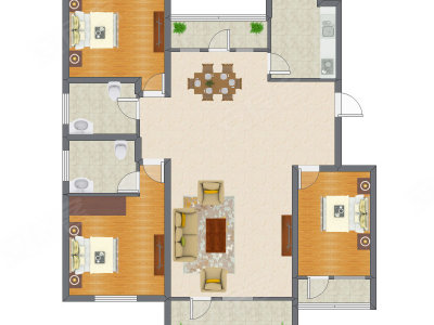 3室2厅 144.59平米