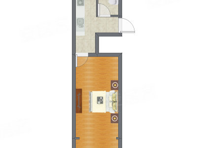 1室0厅 36.11平米户型图