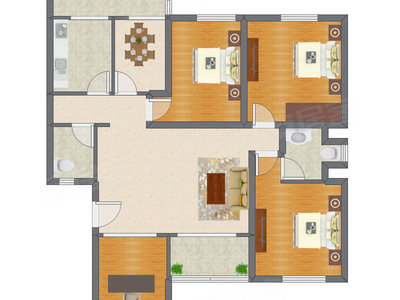 4室2厅 131.80平米户型图