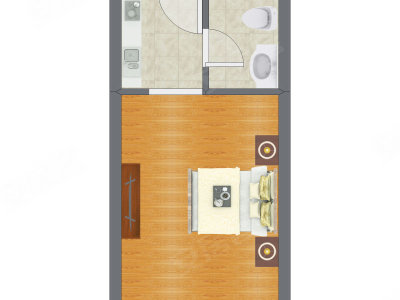 1室0厅 42.02平米户型图