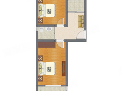 2室1厅 51.35平米户型图