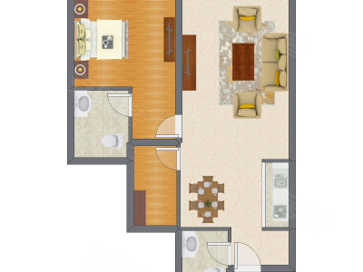 1室2厅 60.85平米