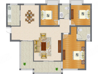 3室2厅 109.74平米