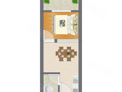 1室1厅 27.57平米户型图